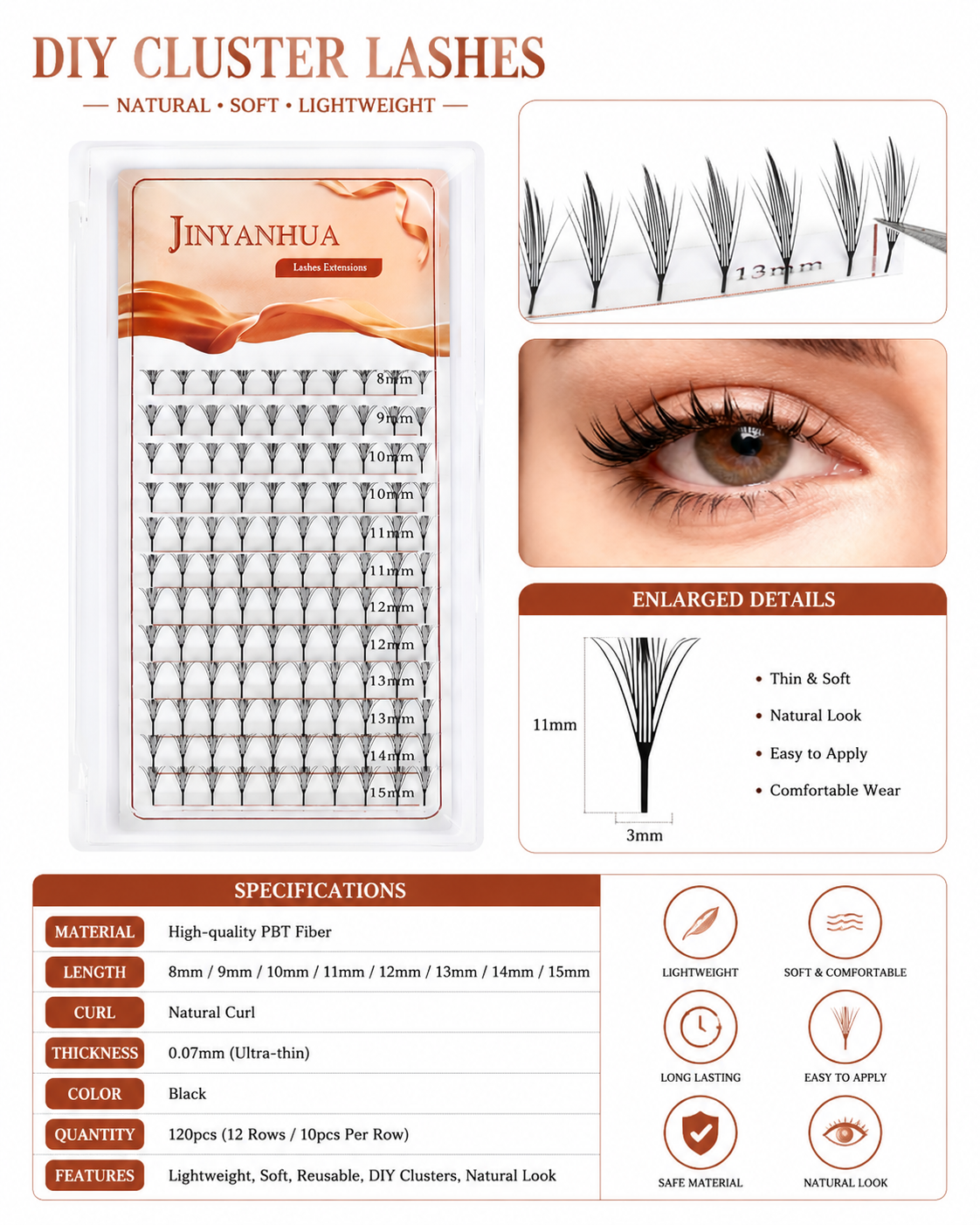JINYANHUA Mixed Length 8-15mm Lashes-Wing2