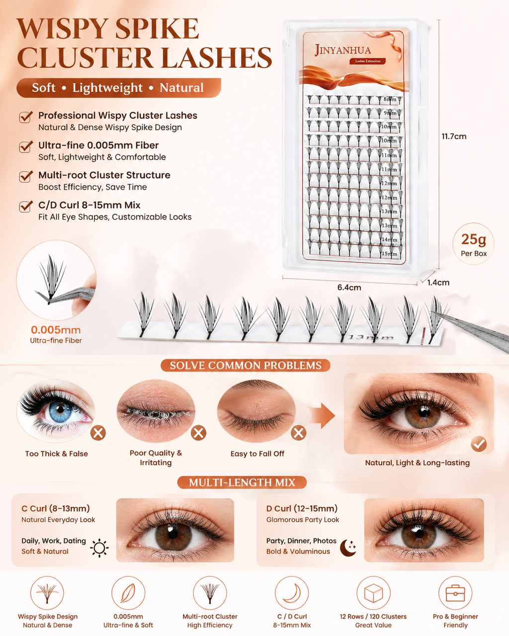 JINYANHUA Mixed Length 8-15mm Lashes-Wing2