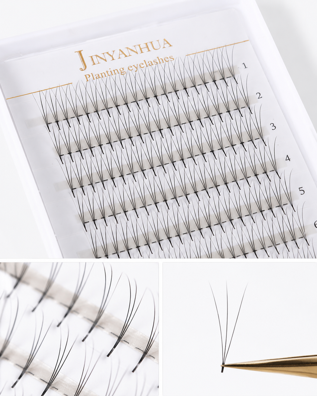 JINYANHUA 0.05mm 3D Tapered Long Stem False Lashes