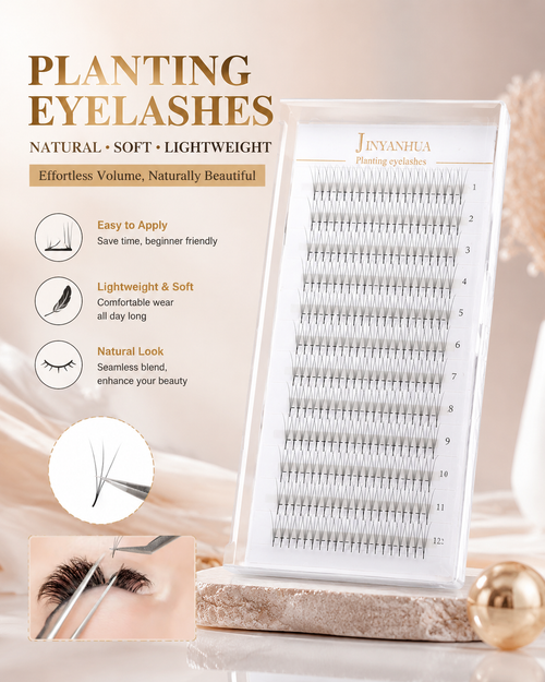 JINYANHUA 0.05mm 3D Tapered Long Stem False Lashes