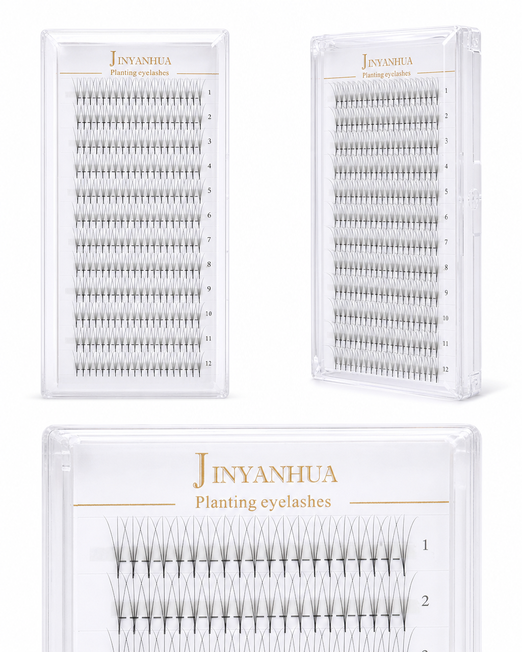 JINYANHUA 0.05mm 3D Tapered Long Stem False Lashes