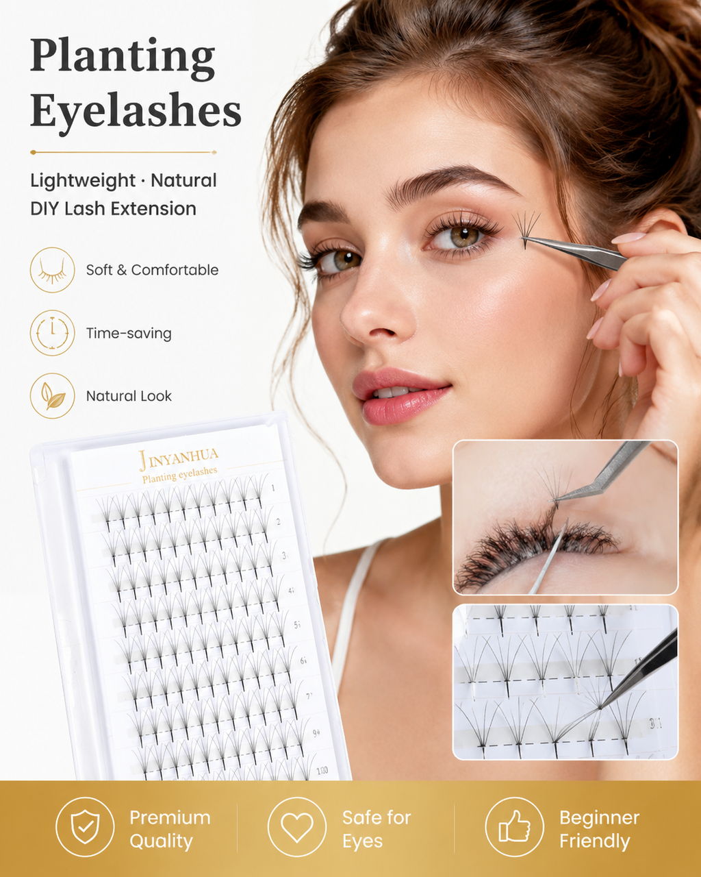 JINYANHUA 0.05mm 5D Tapered Long Stem False Lashes