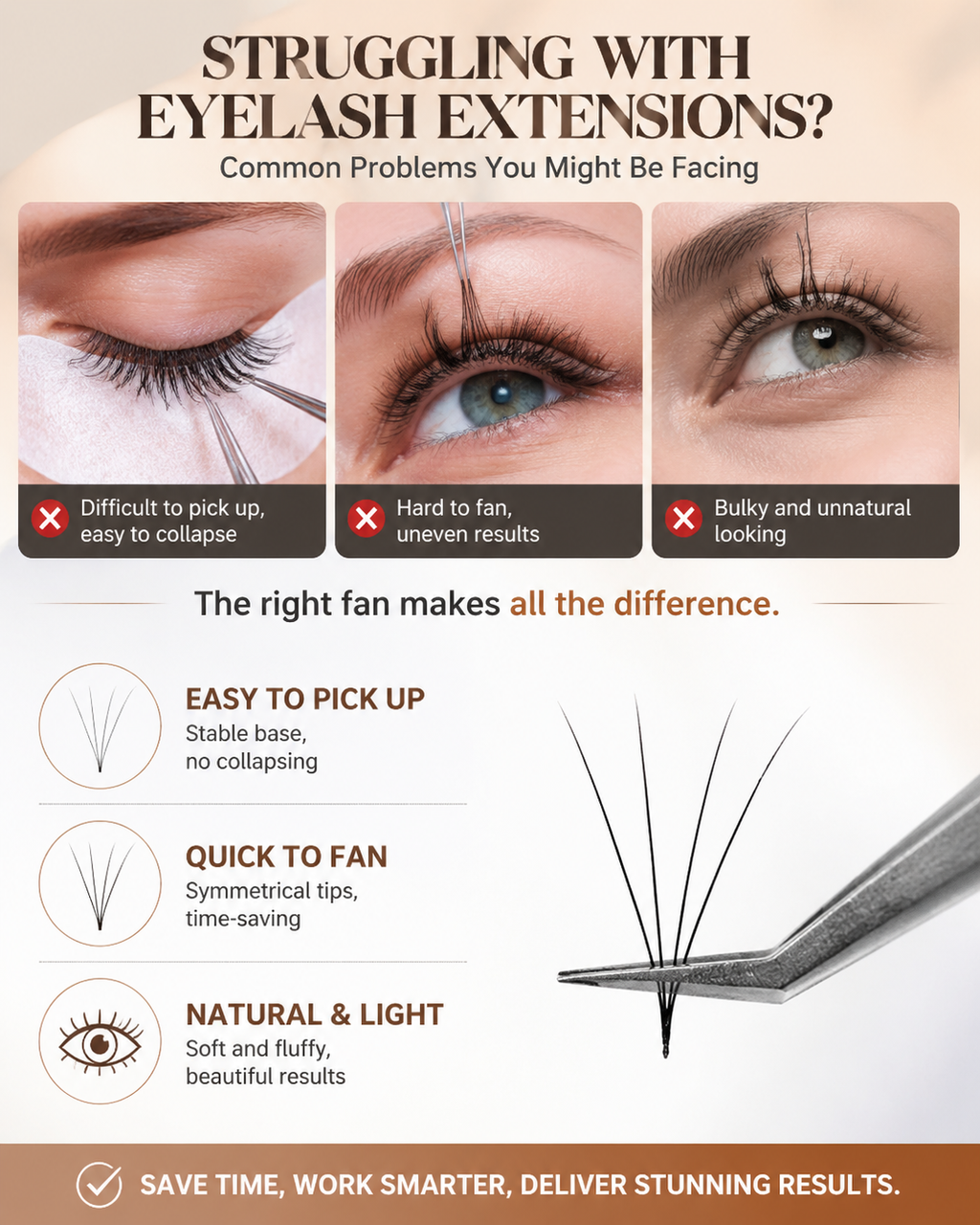 JINYANHUA 0.05mm 5D Tapered Long Stem False Lashes