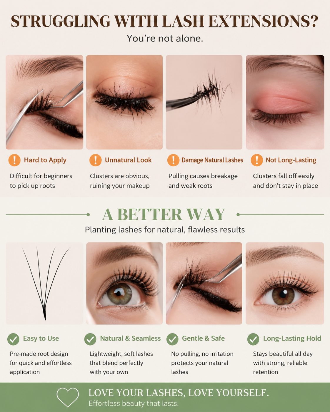 JINYANHUA 0.05mm 5D Tapered Long Stem False Lashes