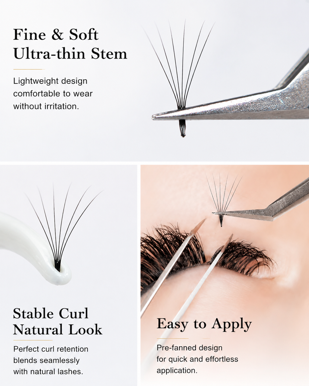 JINYANHUA 0.05mm 6D Tapered Long Stem False Lashes