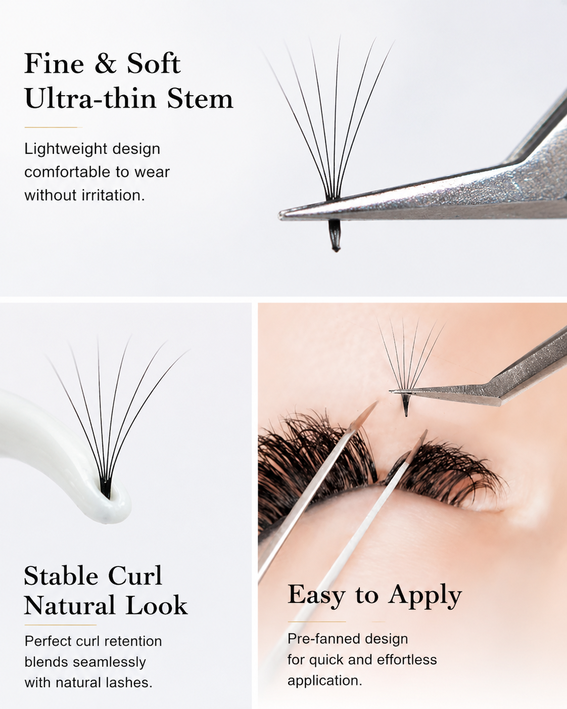 JINYANHUA 0.05mm 6D Tapered Long Stem False Lashes