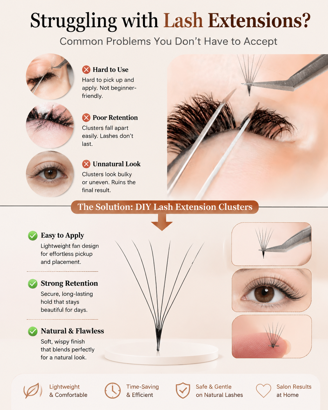 JINYANHUA 0.05mm 6D Tapered Long Stem False Lashes