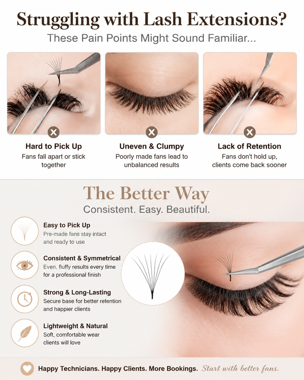 JINYANHUA 0.05mm 7D Tapered Long Stem False Lashes