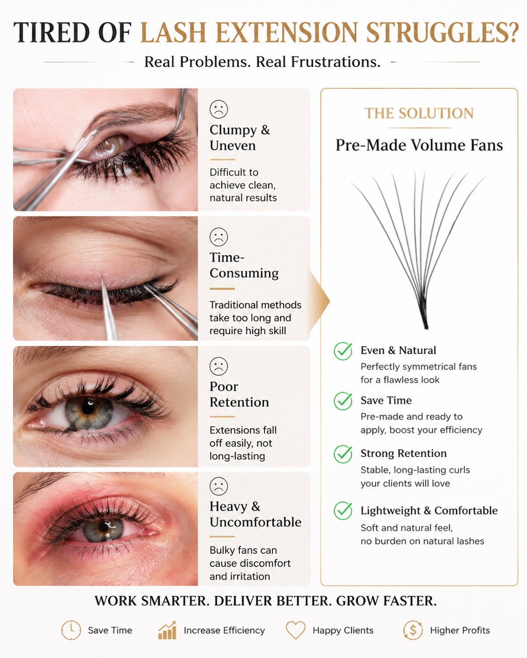 JINYANHUA 0.05mm 8D Tapered Long Stem False Lashes
