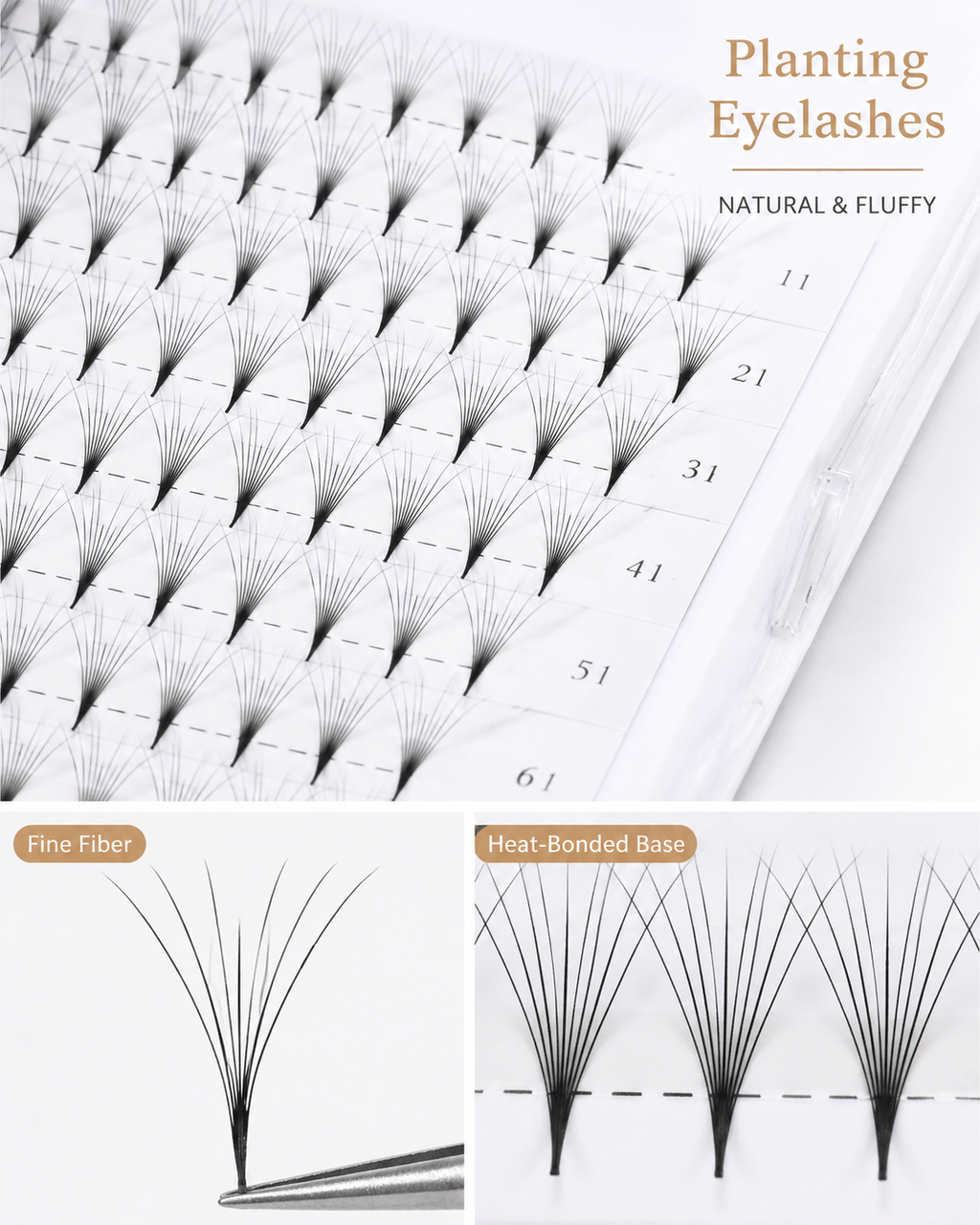 JINYANHUA 0.05mm 8D Tapered Long Stem False Lashes