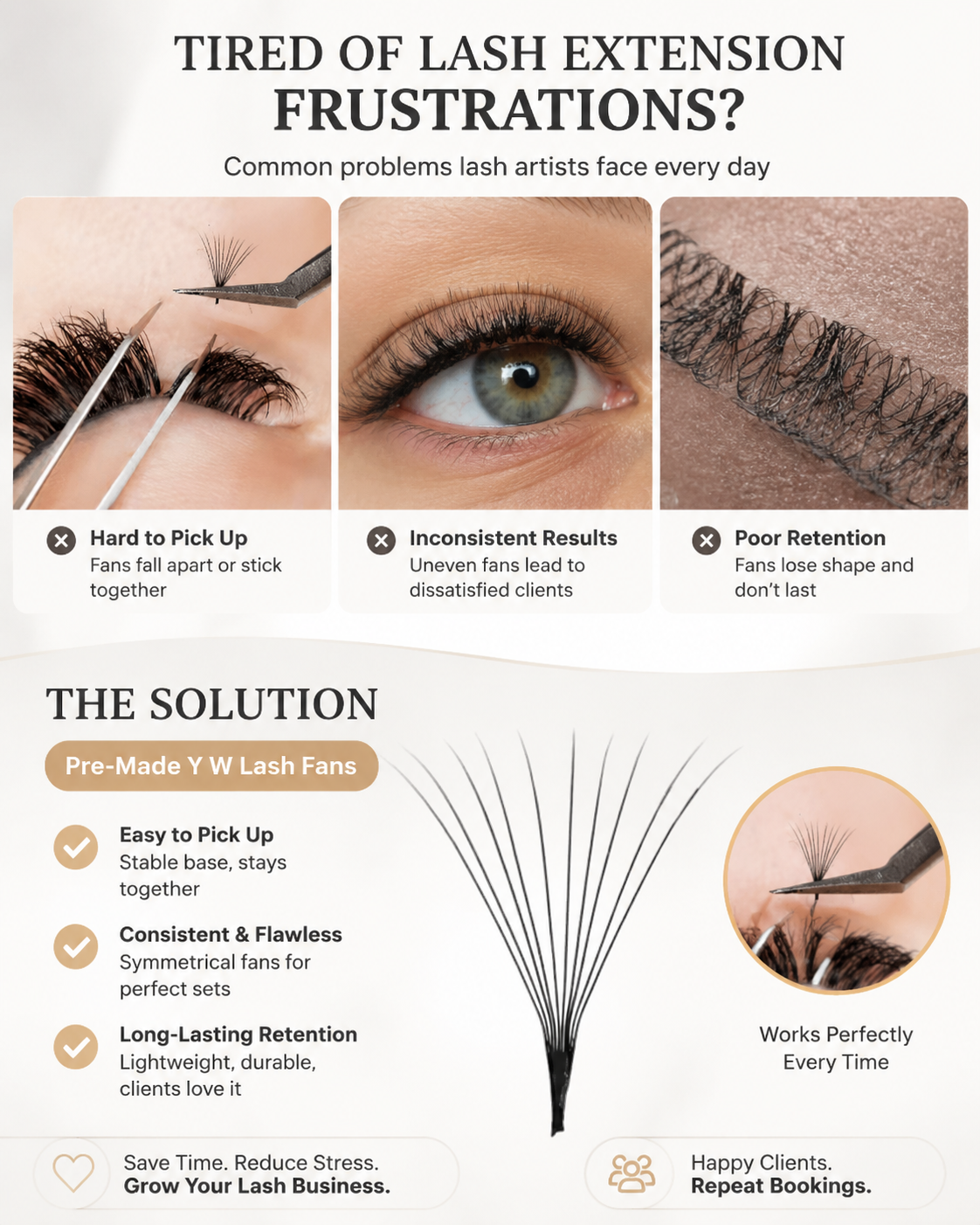 JINYANHUA 0.05mm 10D Tapered Long Stem False Lashes