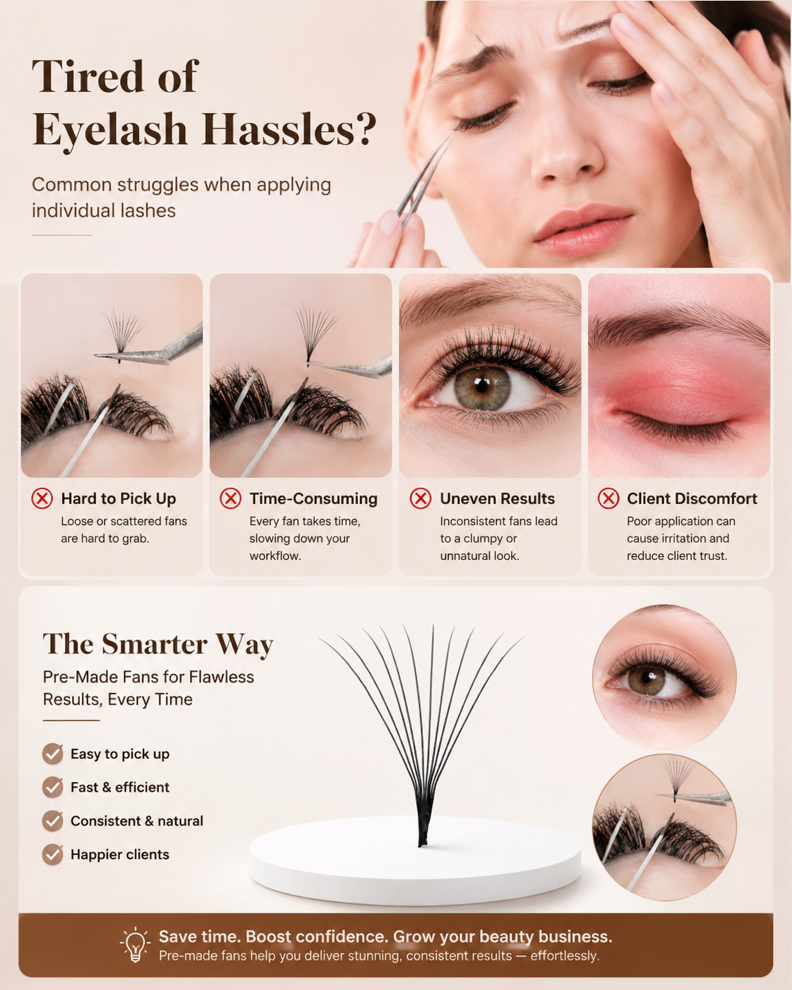 JINYANHUA 0.05mm 10D Tapered Long Stem False Lashes