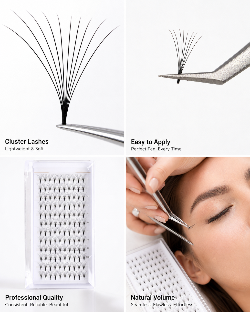 JINYANHUA 0.05mm 10D Tapered Long Stem False Lashes